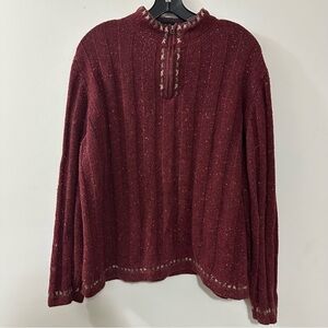 Woolrich Women's‎ Ruby Heather Wool Blend Henley Zip Pull-over Sweater Size XL